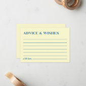 Advice & Wishes Butter Yellow & Blue Wedding ノートカード (正面/裏面インサイチュ)