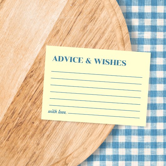 Advice & Wishes Butter Yellow & Blue Wedding ノートカード