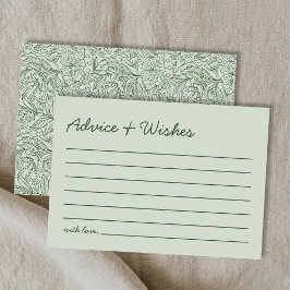 Advice & Wishes Green Handwritten Bridal Shower ノートカード