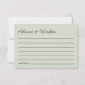 Advice & Wishes Green Handwritten Bridal Shower ノートカード (正面)