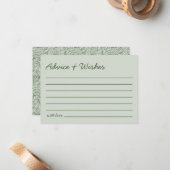 Advice & Wishes Green Handwritten Bridal Shower ノートカード (正面/裏面インサイチュ)