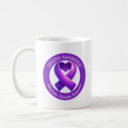 Advocate. Educate. Empower.| Epilepsy Awareness コーヒーマグカップ (左)