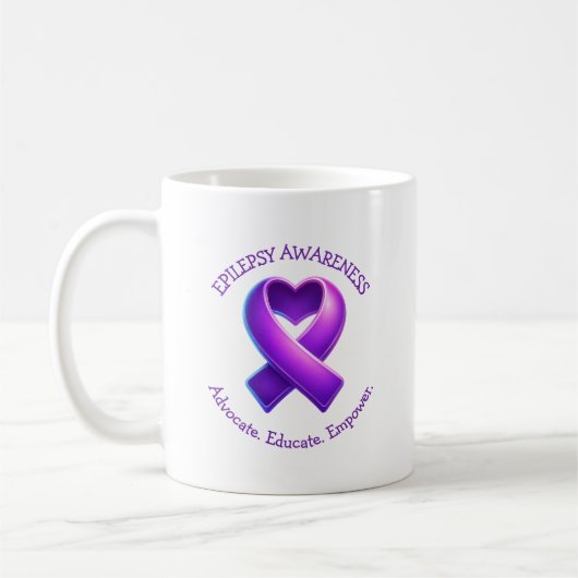 Advocate. Educate. Empower.| Epilepsy Awareness コーヒーマグカップ (左)