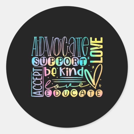 Advocate Love Support Accept Be Kind ラウンドシール (正面)