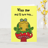 AE – カエルおもしろい誕生日カード カード (黄色い花)