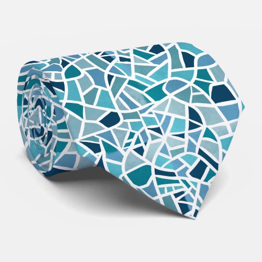 Aegean Teal Mosaic Pattern ネクタイ (ロール)