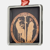 Aegeusを描写するアテナイの赤姿のkylix メタルオーナメント (左)