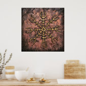 AEgishalmr -バイキングのヘルムAwe Norse Protection ポスター (キッチン)