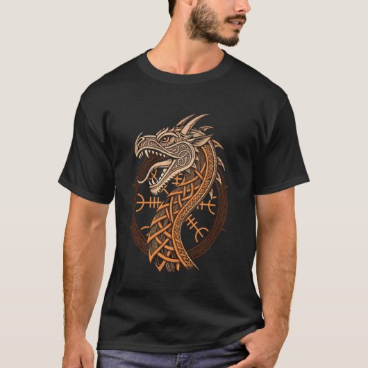 Ægishjálmur - 戦慄の兜 - クラシックヴァイキングのDr Tシャツ (正面)