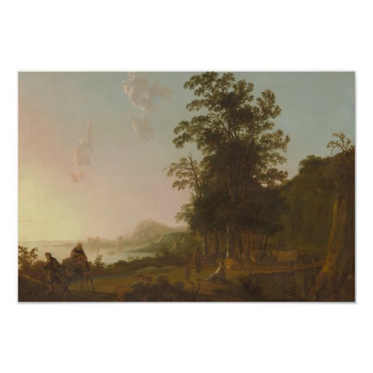Aelbert Cuyp – エジプトへのフライトで風景 フォトプリント (正面)
