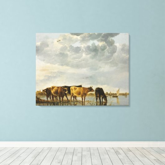 Aelbert Cuyp – 川の牛 キャンバスプリント (インサイチュ (ウッドフロア))