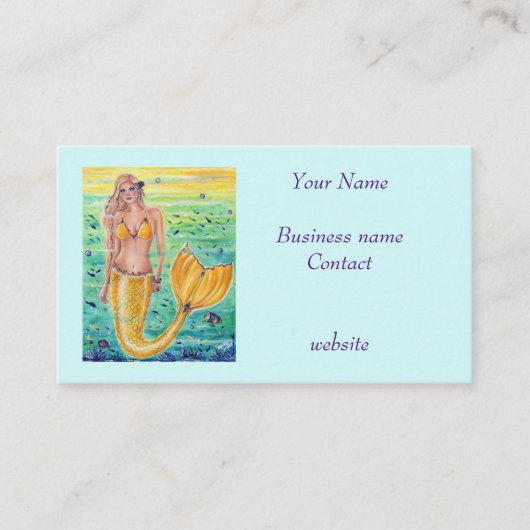 Aelia Yellow mermaid art By Renee L. Lavoie 名刺 (正面)