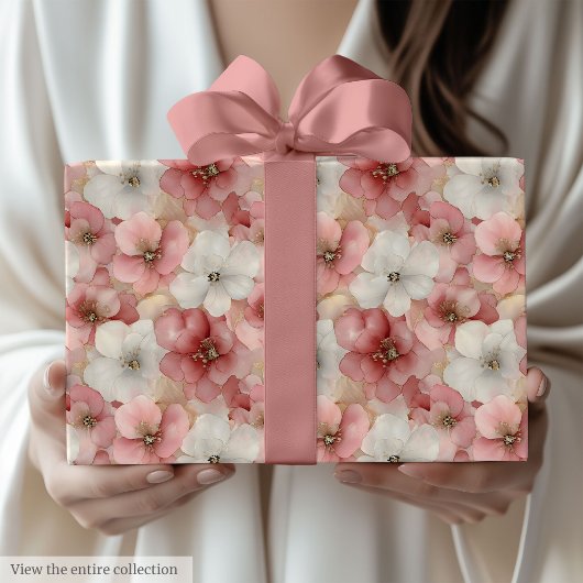 Aerial blush pink and gold birthday wrapping roll ラッピングペーパー
