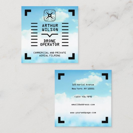 Aerial filming HUD view drone スクエア名刺 (正面/裏面)