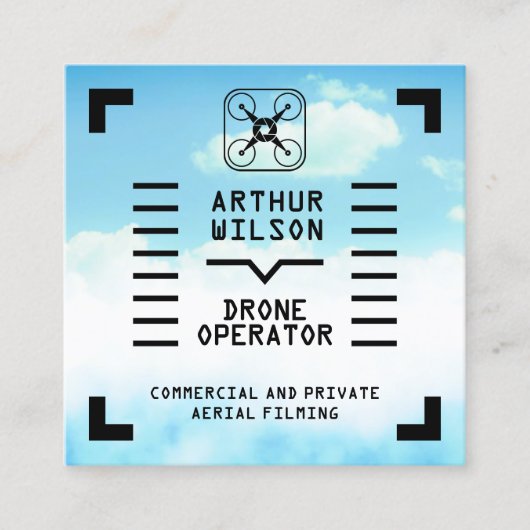 Aerial filming HUD view drone スクエア名刺 (正面)