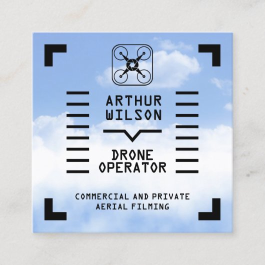 Aerial filming HUD view drone スクエア名刺 (正面)