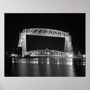 Aerial Lift Bridge Black & White photo ポスター