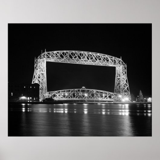 Aerial Lift Bridge Black & White photo ポスター (正面)