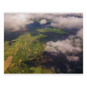 Aerial Patchwork of Irish Farmland and Clouds ポスター (正面)