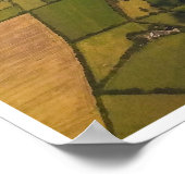 Aerial Patchwork of Irish Farmland and Clouds ポスター (角)