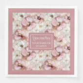 Aerial Pink and Gold Napkins Ethereal Monogram (正面)