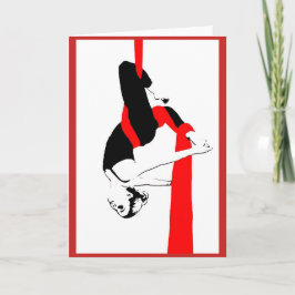 Aerial Silks Dancer Note Card in Red カード