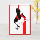 Aerial Silks Dancer Note Card in Red カード (黄色い花)
