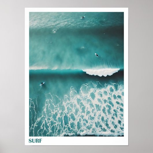 Aerial Surf Photography Ocean Wave Wall Poster ポスター (正面)