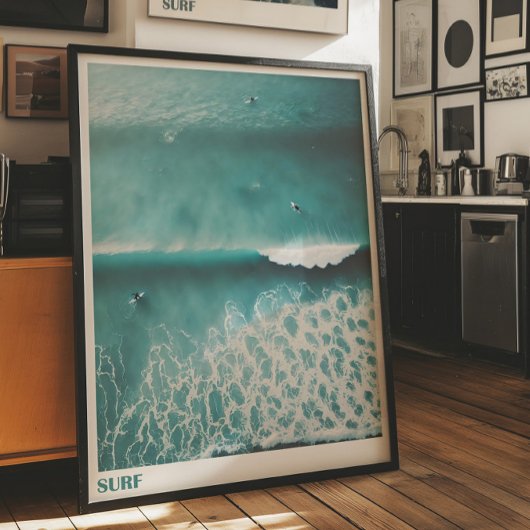 Aerial Surf Photography Ocean Wave Wall Poster  ポスター