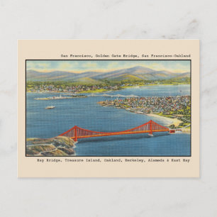 Aerial View, Golden Gate Bridge,サンフランシスコ湾 ポストカード