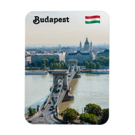 Aerial view of Chain Bridge - Budapest, Hungary マグネット