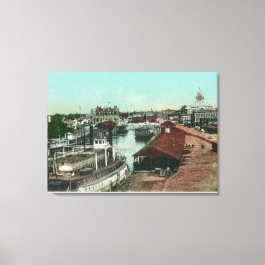 Aerial View of the WaterfrontStockton, CA キャンバスプリント (正面)