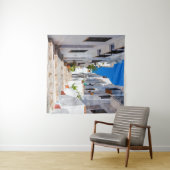 Aerial view of white city Frigiliana in sunny day  タペストリー (インサイチュ(横))