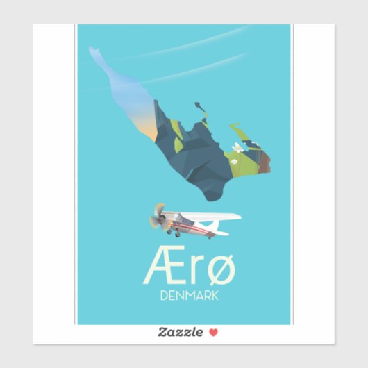 AEro，デンマーク地図と旅行のポスター シール (シート)