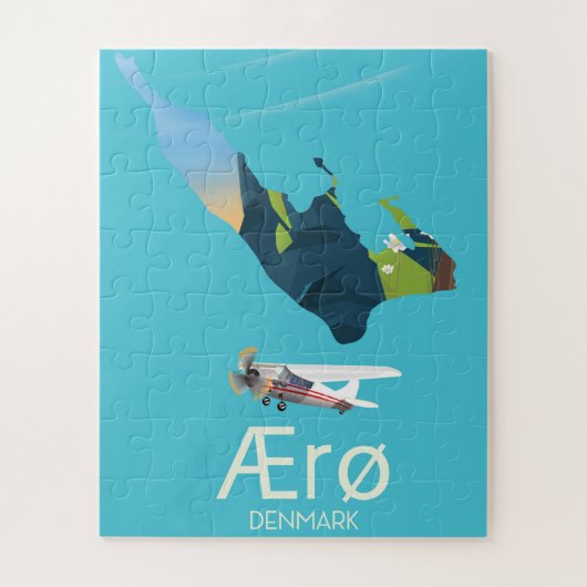 AEro，デンマーク地図と旅行のポスター ジグソーパズル (縦)