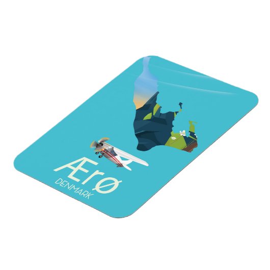 AEro，デンマーク地図と旅行のポスター マグネット (左側)