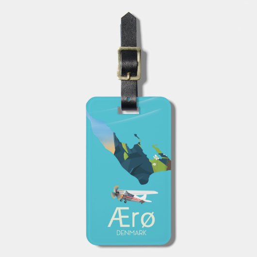 AEro，デンマーク地図と旅行のポスター ラゲッジタグ (正面縦)