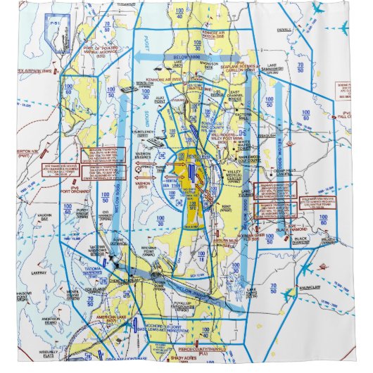 Aeronautical Chart シャワーカーテン (正面)