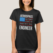Aerospace Engineering US Flag Aerospace Engineer W Tシャツ (正面)