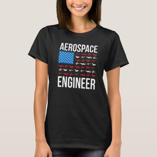 Aerospace Engineering US Flag Aerospace Engineer W Tシャツ (正面)