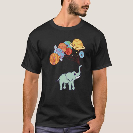 Aerospace Solar System Planets Space Elephant Tシャツ (正面)