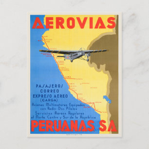 Aerovias Peruanas Peruperu Vintage Poster 1936 ポストカード