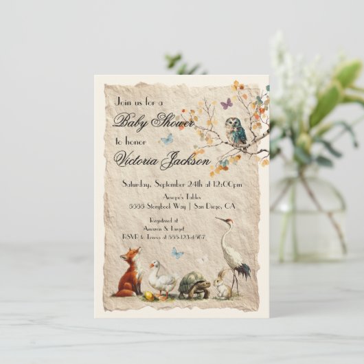 Aesop's Storybook Characters Baby Shower 招待状 (スタンド正面)