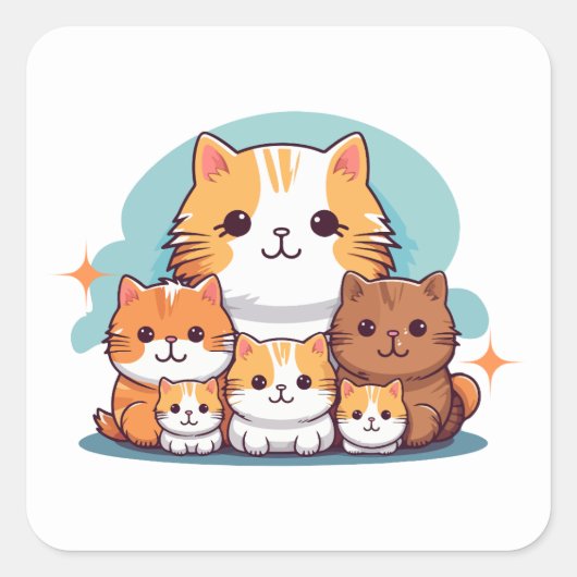 Aestheticな猫好きステッカー | にゃんと素敵 スクエアシール (正面)