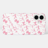 Aesthetic ピンク コケット リボン 名前入り カスタム Case-Mate iPhoneケース (裏面 (横))