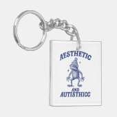 Aesthetic and Autisthicc Frog Illustration キーホルダー (正面左)