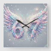 Aesthetic Angel Trendy Y2K 2000s Futuristic Neon スクエア壁時計 (正面)