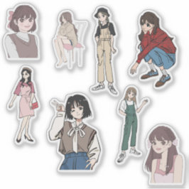 Aesthetic Anime Girl Outfit Vinyl Sticker Set シール