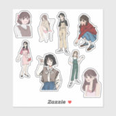 Aesthetic Anime Girl Outfit Vinyl Sticker Set シール (シート)