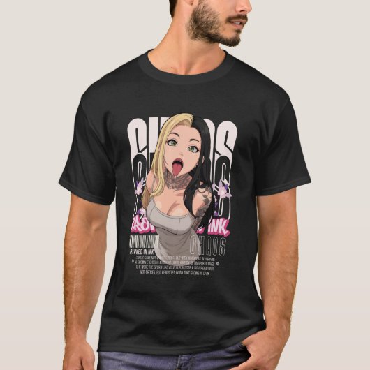 Aesthetic Anime Girl Tattoos Chaos Goth Streetwear Tシャツ (正面)